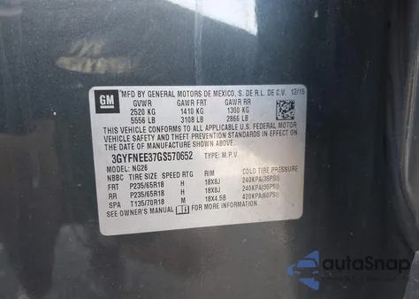 2016 Cadillac Srx Luxury Collection из США, поврежденный, VIN 3GYFNEE37GS570652